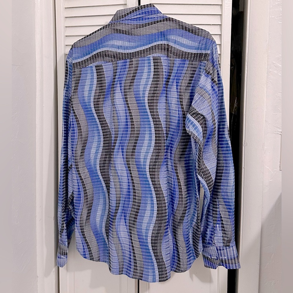 Luchiano Visconti - NWT - Vintage Style - Blue Button Down Long Sleeve Shirt - Picture 2 of 7
